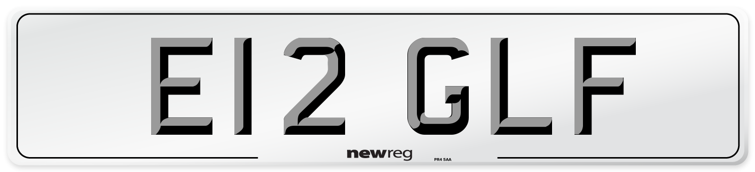 E12 GLF Number Plate from New Reg